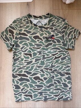 BURLEBO Green Camo Short Sleeve Tee with Embroidered Logo